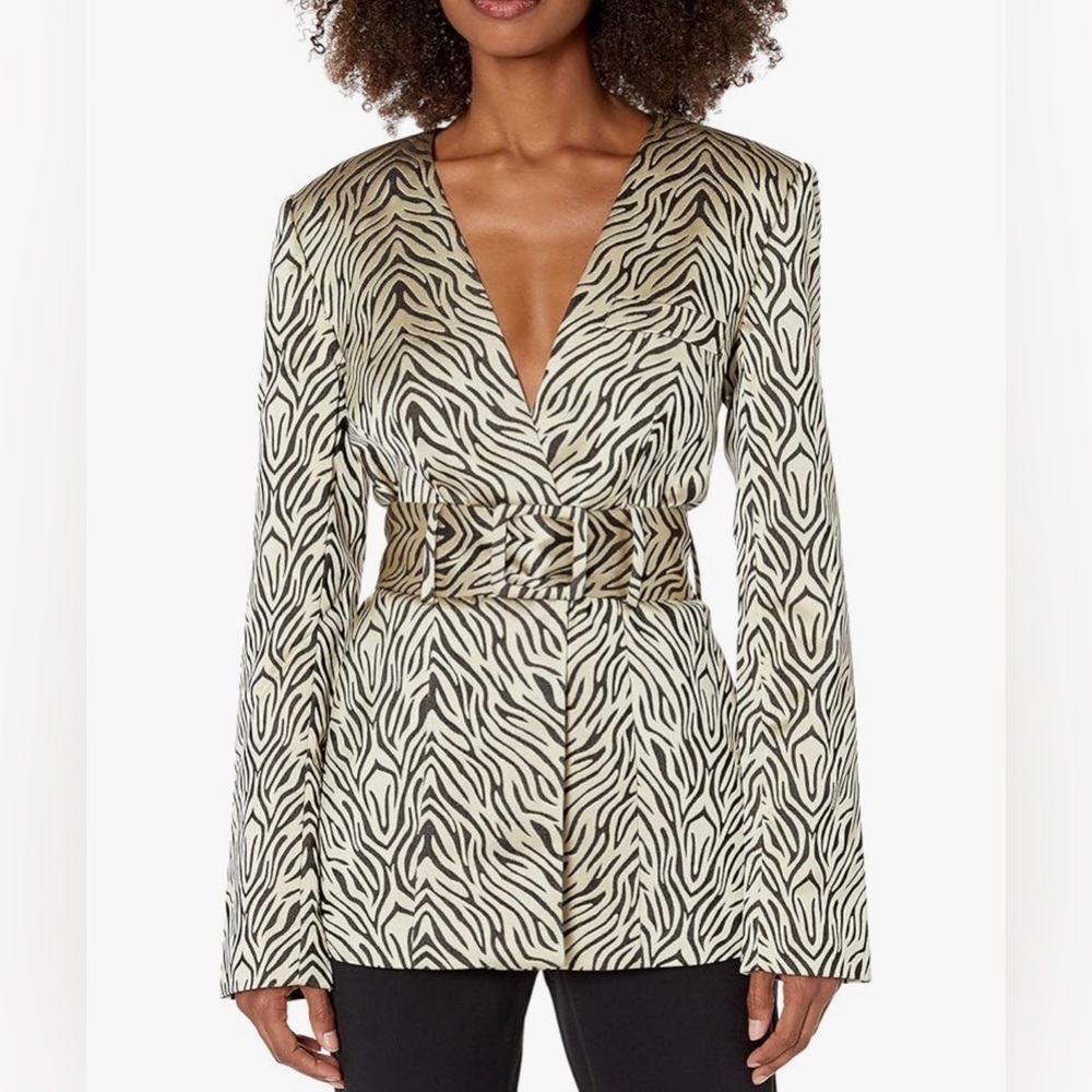 REVOLVE Zebra Print Blazer in Black and Cream
